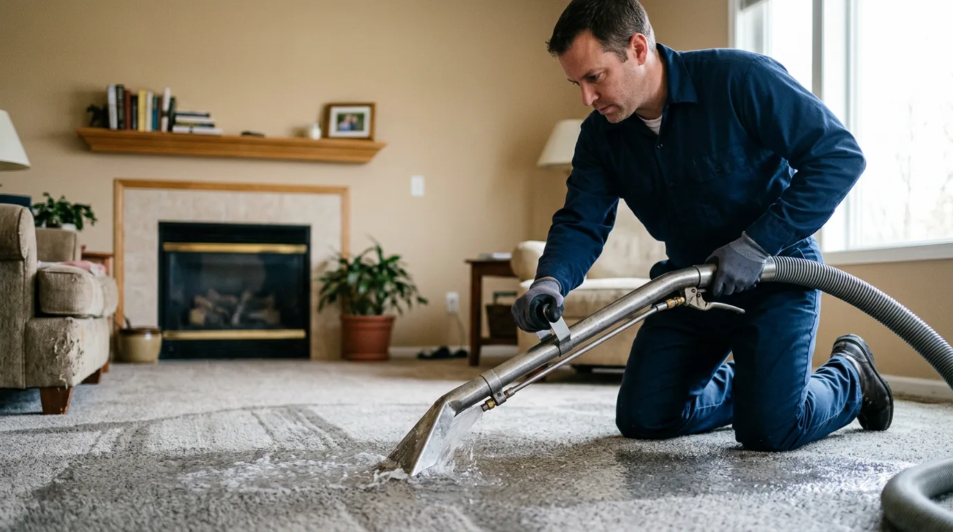 Water damage restoration technician working near Harlan, KY